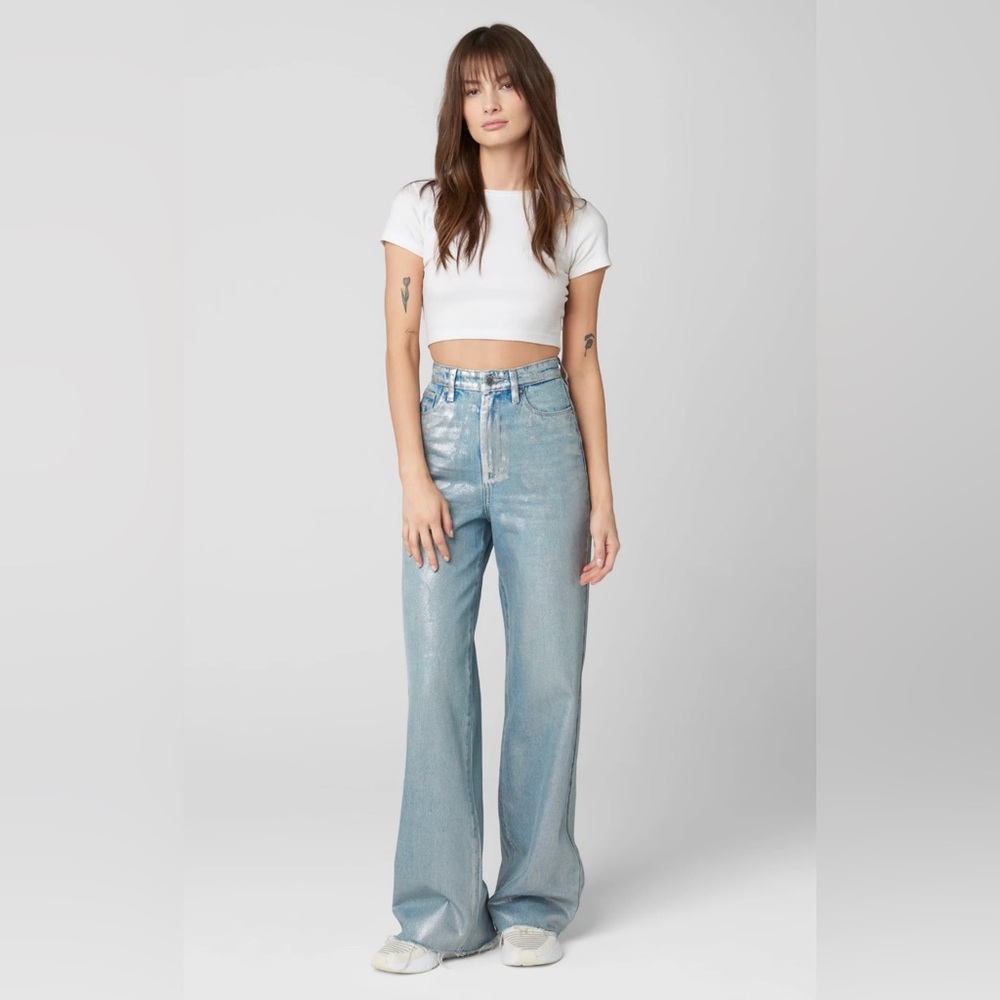 BLANKNYC in Silver Star Rib cage Wide Leg Denim Pant- New with tags!